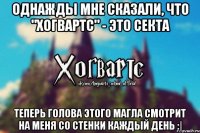 Однажды мне сказали, что "Хогвартс" - это секта Теперь голова этого магла смотрит на меня со стенки каждый день :|