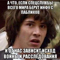 А ЧТО, ЕСЛИ СПЕЦСЛУЖБЫ ВСЕГО МИРА БЕРУТ ИНФУ С ПАБЛИКОВ И ОТ НАС ЗАВИСИТ ИСХОД ВОЙНЫ И РАССЛЕДОВАНИЯ