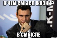 в чем смысл жизни? в смысле
