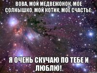 Вова, мой медвежонок, мое солнышко, мой котик, мое счастье: Я очень скучаю по тебе и люблю!