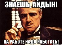 Знаешь, Айдын! На работе надо работать!