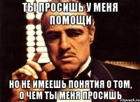 Ты просишь у меня помощи Но не имеешь понятия о том, о чем ты меня просишь