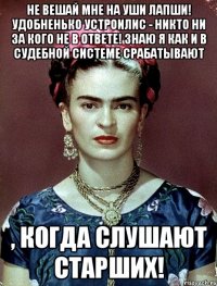 Не вешай мне на уши лапши! Удобненько устроилис - никто ни за кого не в ответе! Знаю я как и в судебной системе срабатывают , когда слушают старших!
