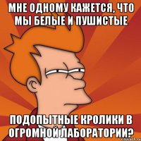 Мне одному кажется, что мы белые и пушистые подопытные кролики в огромной лаборатории?