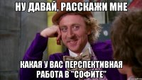 Ну давай, расскажи мне какая у вас перспективная работа в "Софите"