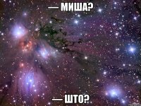 — МИША? — ШТО?