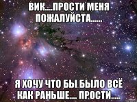 Вик....прости меня пожалуйста...... Я хочу что бы было всё как раньше.... Прости.....