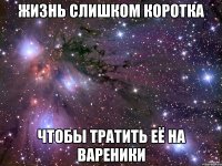ЖИЗНЬ СЛИШКОМ КОРОТКА ЧТОБЫ ТРАТИТЬ ЕЁ НА ВАРЕНИКИ
