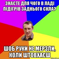 Знаєте для чого в Ладі підігрів заднього скла? Шоб руки не мерзли, коли штовхаєш