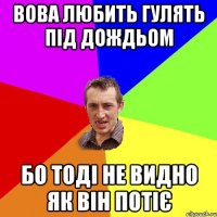 Вова любить гулять під дождьом Бо тоді не видно як він потіє