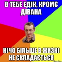 в тебе едік, кромє дівана нічо більше в жизні не складається