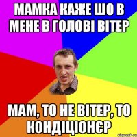 мамка каже шо в мене в голові вітер мам, то не вітер, то кондіціонєр