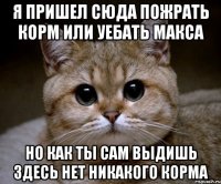 Я пришел сюда пожрать корм или уебать Макса Но как ты сам выдишь здесь нет никакого корма