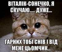 Віталік-сонечко, я скучаю..... Дуже... Гарних тобі снів і від мене цьомчик...