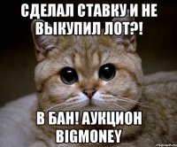 сделал ставку и не выкупил лот?! В БАН! аукцион BigMONEY