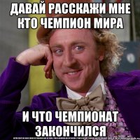 давай расскажи мне кто чемпион мира и что чемпионат закончился