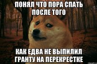 понял что пора спать после того как едва не выпилил гранту на перекрестке