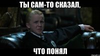 Ты сам-то сказал, Что понял