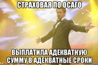 Страховая по ОСАГО выплатила адекватную сумму в адекватные сроки