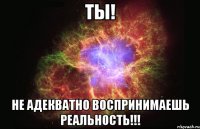 ТЫ! НЕ адекватно воспринимаешь реальность!!!