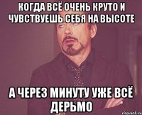 Когда всё очень круто и чувствуешь себя на высоте А ЧЕРЕЗ МИНУТУ УЖЕ ВСЁ ДЕРЬМО
