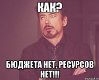 Как? Бюджета нет, ресурсов нет!!!