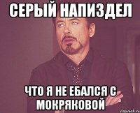 Серый напиздел что я не ебался с мокряковой