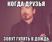 когда друзья зовут гулять в дождь