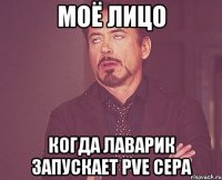 Моё лицо Когда лаварик запускает PVE сера