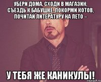 Убери дома, сходи в магазин, съездь к бабушке, покорми котов, почитай литературу на лето – у тебя же каникулы!