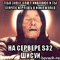 Тебя зовут Саша Никляюс и ты сейчас играешь в NinjaWorld на сервере S32 Шисуи