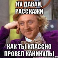 ну давай, расскажи как ты классно провел канинулы