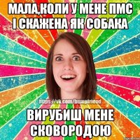 мала,коли у мене пмс і скажена як собака вирубиш мене сковородою
