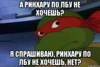 А РинХару по лбу не хочешь? Я спрашиваю, РинХару по лбу не хочешь, нет?