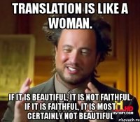 Translation is like a woman. If it is beautiful, it is not faithful. If it is faithful, it is most certainly not beautiful