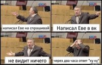 написал Еве на спрашивай Написал Еве в вк не видит ничего через два часа ответ "ку ку"