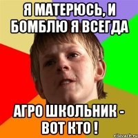 Я матерюсь, и бомблю я всегда Агро школьник - вот кто !