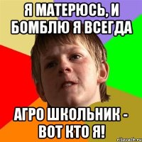 Я матерюсь, и бомблю я всегда Агро школьник - вот кто я!