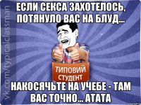 Если секса захотелось, Потянуло вас на блуд... Накосячьте на учебе - Там вас точно... атата