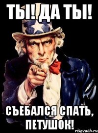 ТЫ! ДА ТЫ! СЪЕБАЛСЯ СПАТЬ, ПЕТУШОК!