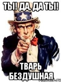 Ты! Да, да ты! Тварь бездушная