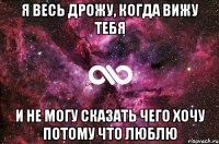 Я весь дрожу, когда вижу тебя и не могу сказать чего хочу потому что люблю