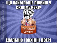 Що найбільше любиш у своєму вузі? Їдальню і вихідні двері