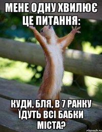 Мене одну хвилює це питання: Куди, бля, в 7 ранку їдуть всі бабки міста?