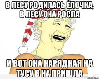 В лесу родилась ёлочка, в лесу она росла И вот она нарядная на тусу в на пришла