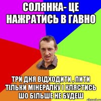 Солянка- це нажратись в гавно три дня відходити , пити тільки мінералку і клястись шо більше не будеш