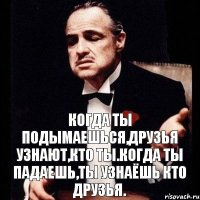 Когда ты подымаешься,друзья узнают,кто ты.Когда ты падаешь,ты узнаёшь кто друзья.