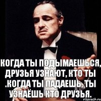 Когда ты подымаешься, друзья узнают, кто ты .Когда ты падаешь, ты узнаёшь кто друзья.