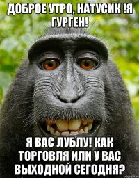 Доброе утро, Натусик !я гурген! я вас лублу! как торговля или у вас выходной сегодня?