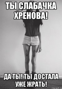 Ты слабачка хренова! да ты! ты достала уже жрать!